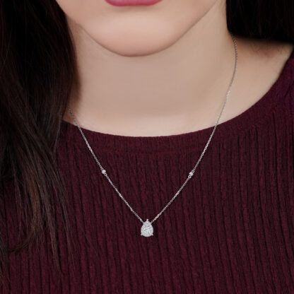 18k white gold natural diamond necklace in drop shape - Image 2