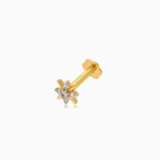 18K Yellow Gold Nose Pin with Natural Diamond