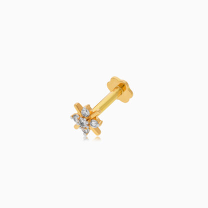 18K Yellow Gold Nose Pin with Natural Diamond