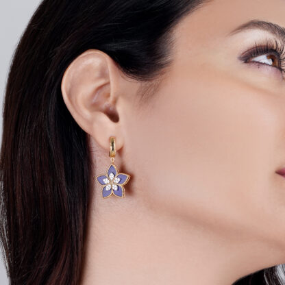 18k Yellow Gold Flower-Shaped Earrings from the Fortuna Diamond Collection - Image 2