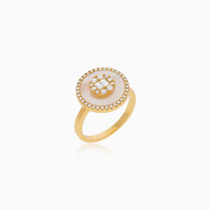 18K Yellow Gold Ring with Diamonds & MOP | Mosaic Collection