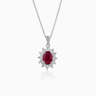 18k DIAMOND WHITE GOLD RUBY NECKALCE