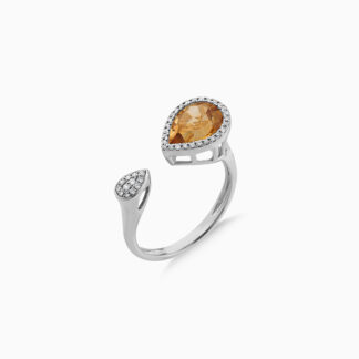 18k White Gold Citrine and Diamond Ring | Rabiya Collection