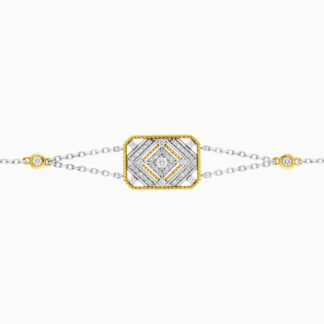 18k White & Yellow Gold Bracelet decorated with Natural Diamond stones