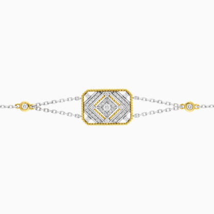 18k White & Yellow Gold Bracelet decorated with Natural Diamond stones