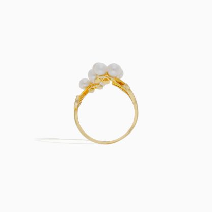 18K YELLOW GOLD RING DECORATED WITH PEARLS AN ZIRCON STONES - Image 4