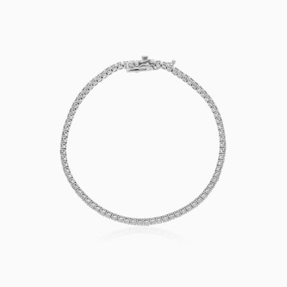 18K WHITE GOLD TENNIS BRACELET WITH NATURAL DIAMOND - Image 4