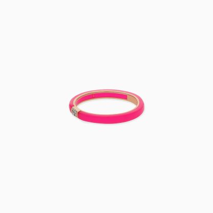 18k Rose Gold Ring with Diamonds and Pink Ceramic - Image 3