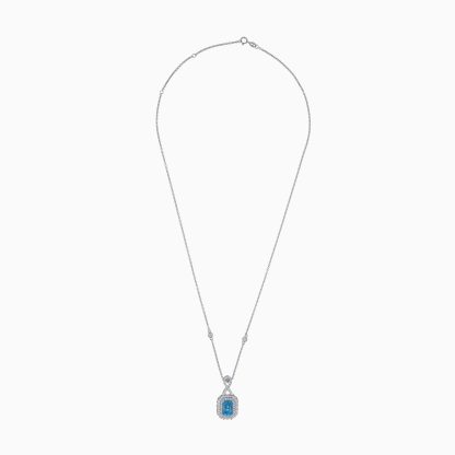 18k White Gold Necklace with Natural Blue Topaz and Diamond STONES - Image 3