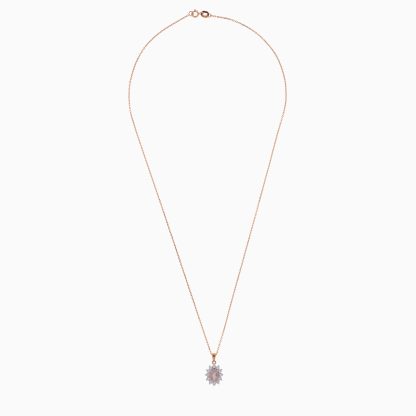 18K ROSE GOLD NECKLACE DECORATED WITH NATURAL DIAMOND AND ROSE QUARTZ IN THE CENTRE - Image 3