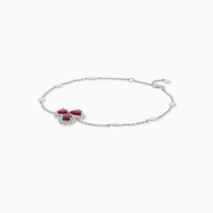 18k White Gold Bracelet with Diamonds and Ruby Stones - Image 4
