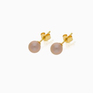 18K YELLOW GOLD EARRINGS WITH PINK PEARL