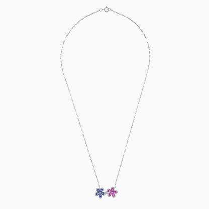 18k White Gold Necklace with Two Beautifully Crafted Flower Designs - Image 3