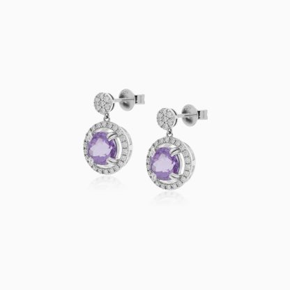 18k White Gold Earrings with Diamonds and Amethyst - Image 4