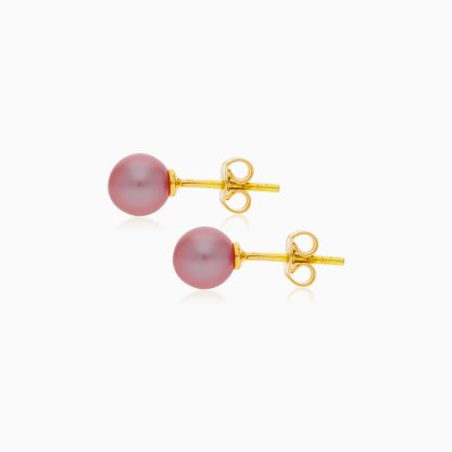 18K YELLOW GOLD EARRING WITH LAVENDER PEARL - Image 3