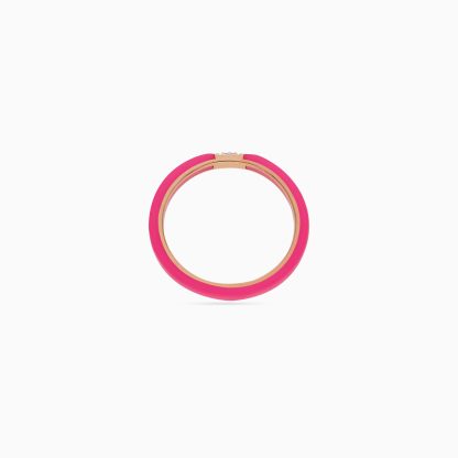 18k Rose Gold Ring with Diamonds and Pink Ceramic - Image 4