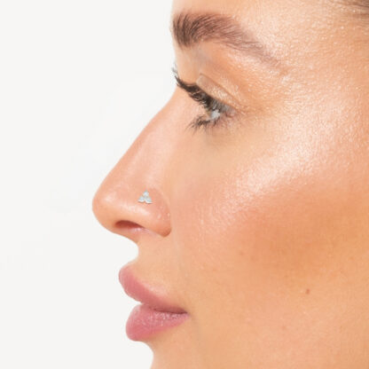 18K Yellow Gold Nose Pin with Natural Diamonds - Image 2