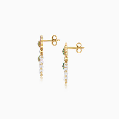 18k yellow gold Earrings decorated with pearls and artificial stones from shnaf collection
