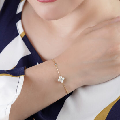 18K YELLOW GOLD PEARL Bracelet WITH NATURAL DIAMOND