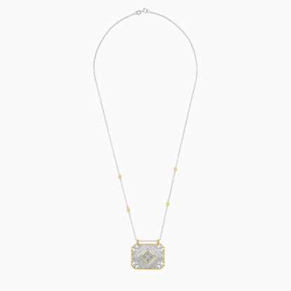 18k white and yellow gold necklace with natural diamond