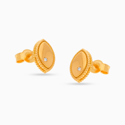 18K yellow gold Diamond Earrings for kids oval shape - Image 2