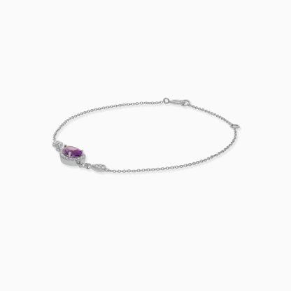 18k White Gold Bracelet Featuring Diamonds and Amethyst - Image 4