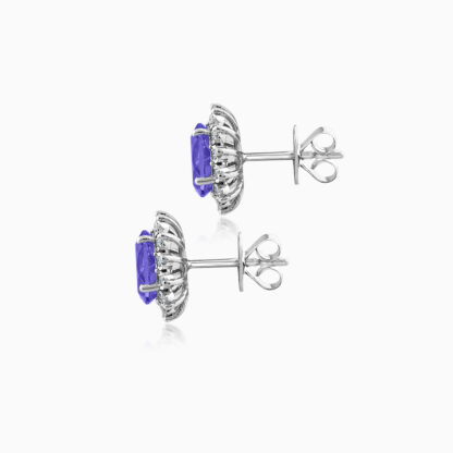 DIAMOND WHITE GOLD NATURAL TANZANITE EARRING