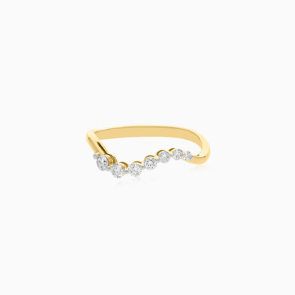 Introducing a stunning 18k yellow gold ring from the Dunyati collection, elegantly adorned with natural diamonds. This exquisite piece showcases a balance of timeless sophistication and modern design, perfect for any occasion. The warm hues of the yellow gold beautifully complement the brilliant sparkle of the diamonds, creating a radiant piece that captures light from every angle. Ideal for both everyday wear and special moments, this ring embodies luxury and refinement, making it a cherished addition to any jewelry collection.