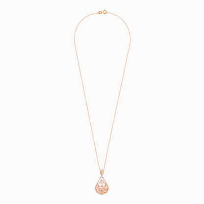 18K ROSE GOLD NECKLACE WITH MOTHER WORD IN THE CENTER DECORATED NATURAL DIAMONDS