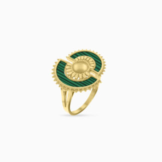 18k yellow gold ring with malachite stoens | Shnaf collection