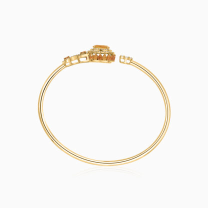 18K Yellow Gold Bangle featuring a stunning Natural Diamond and Citrine stones
