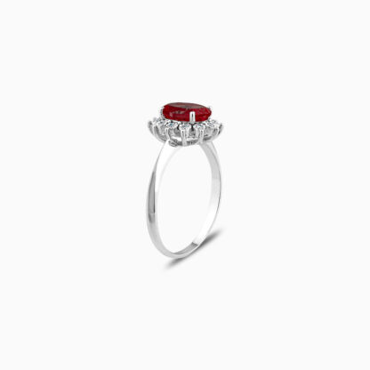18K WHITE GOLD RING DECORATED WITH NATURAL DIAMOND AND RUBY STONES - Image 4