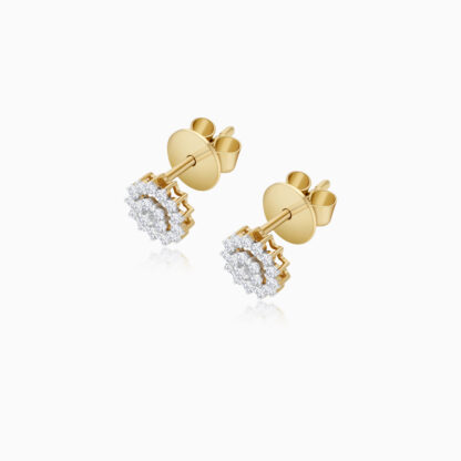 18k yellow gold earring with natural diamonds stones