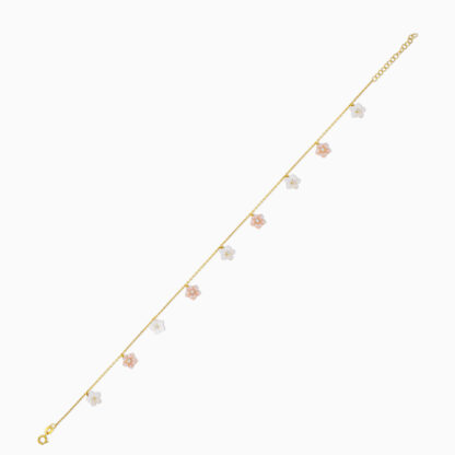 18K YELLOW GOLD WITH MOTHER OF PEARL AND ZIRCON STONES ANKLET