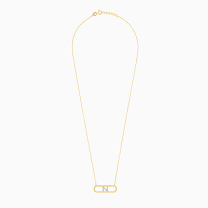 18K YELLOW GOLD NECKLACE LETTER "N" DECORATED WITH NATURAL DIAMOND