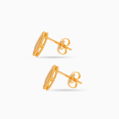 18K yellow gold Diamond Earrings for kids oval shape - Image 3