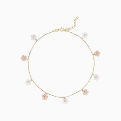 18K YELLOW GOLD WITH MOTHER OF PEARL AND ZIRCON STONES ANKLET