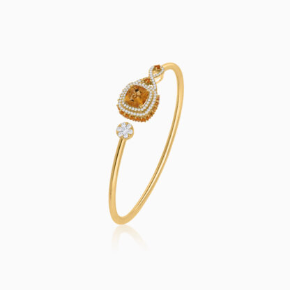 18K Yellow Gold Bangle featuring a stunning Natural Diamond and Citrine stones