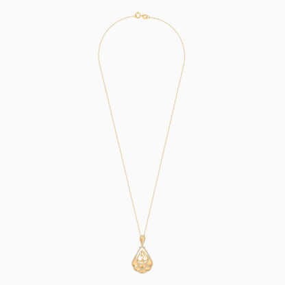 18K YELLOW GOLD NECKLACE WITH MOTHER WORD IN THE CENTER DECORATED NATURAL DIAMONDS