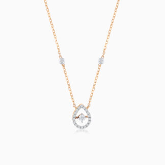 18K ROSE GOLD NECKLACE IN DROP SHAPE DECORATED WITH NATURAL DIAMOND