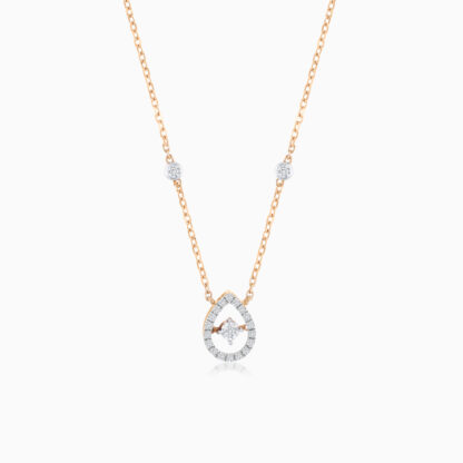 18K ROSE GOLD NECKLACE IN DROP SHAPE DECORATED WITH NATURAL DIAMOND
