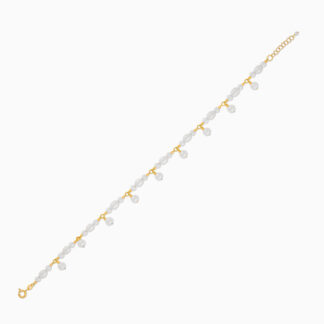 18k Yellow Gold Anklet with Pearls