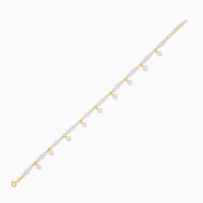 18k Yellow Gold Anklet with Pearls