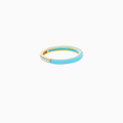 18k Yellow Gold Ring with Diamonds and Turquoise Ceramic - Image 3