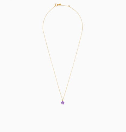 18K YELLOW GOLD KIDS NECKLACE WITH NATURAL DIAMOND - Image 2