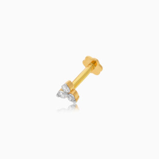 18K Yellow Gold Nose Pin with Natural Diamonds