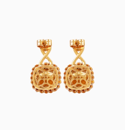18K Yellow Gold Earrings with Citrine & Natural Diamonds – Vida Collection - Image 2