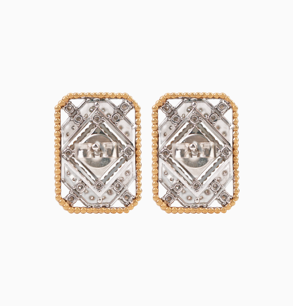 18K Yellow Gold Earrings Adorned with Natural Diamonds – Tablah Diamond Collection - Image 2