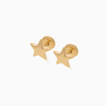 18K Yellow Gold Star-Shaped Earrings for Kids - Image 2