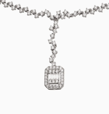 18k White Gold Necklace Decorated With Natural Diamonds From Carre Collection - Image 2